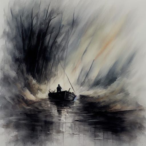 Summer Serenity on the Riverbank in Impasto Style