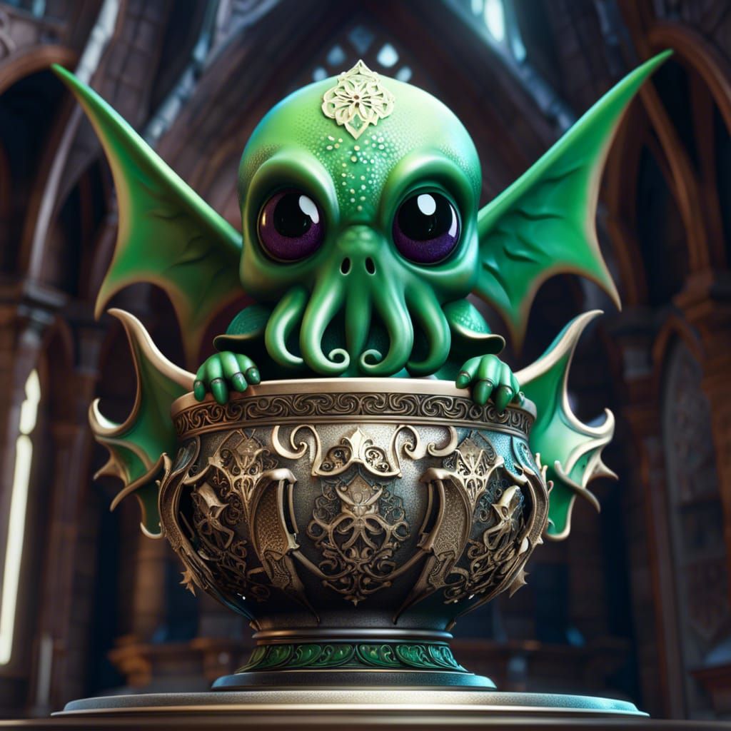 Adorable Cthulhu Trophy in Ruined Chapel