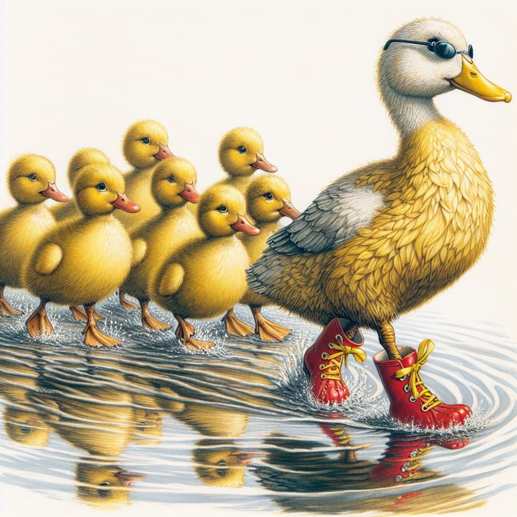 Duck Family and the Stylish Grey Duckling