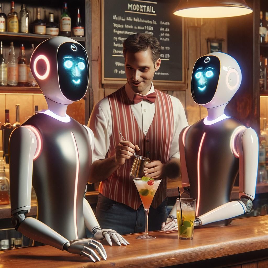 Two AI units walk into a bar. The bartender says, 'Hey, I do...
