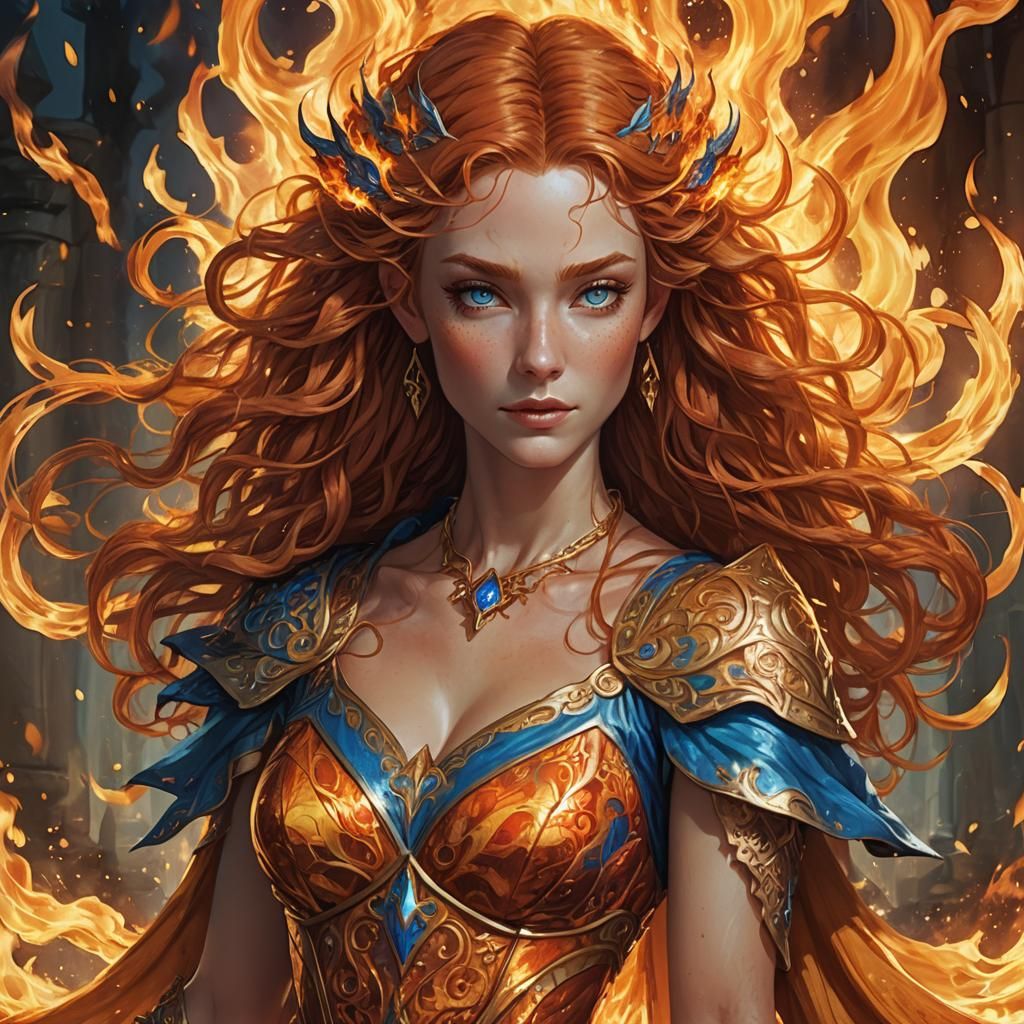 Fiery Half-Elf Concept Art in Unreal Engine 5