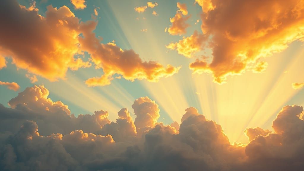 Photorealistic Sky with Sunbeams and Vibrant Clouds