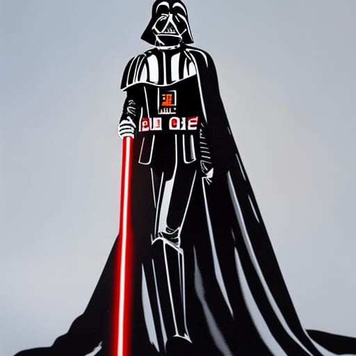 Lady Vader Pin-Up in Gouache Style