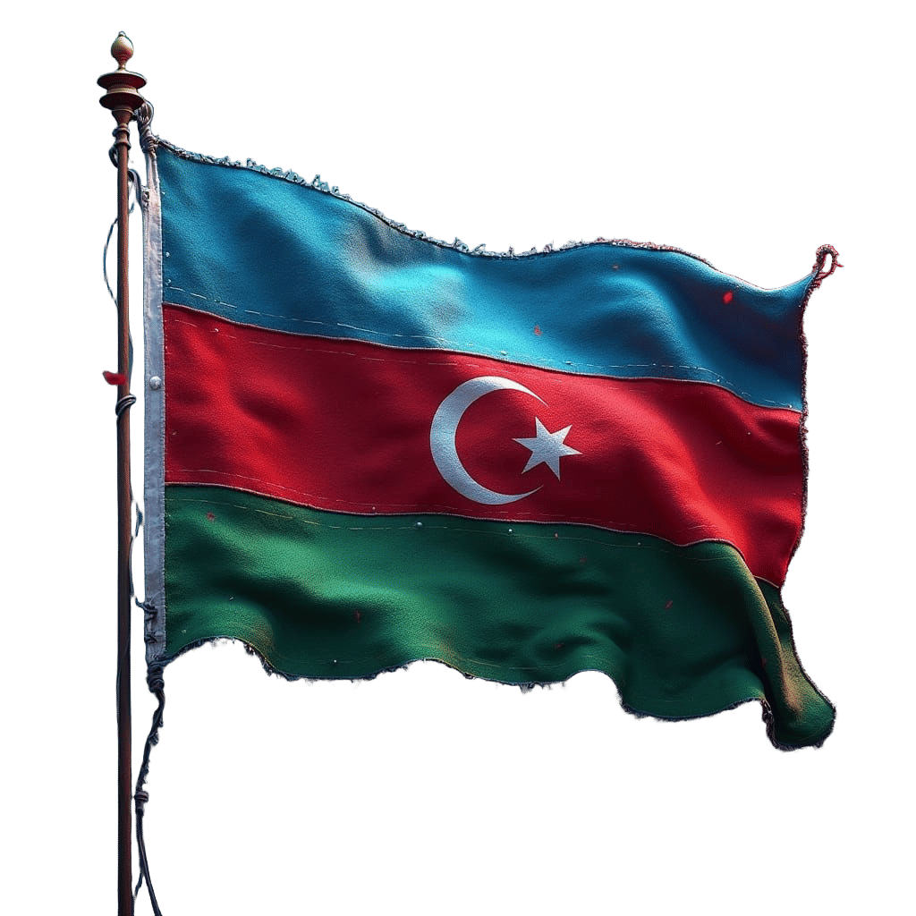 Azerbaijan Flag in Hyperrealistic Splash Art