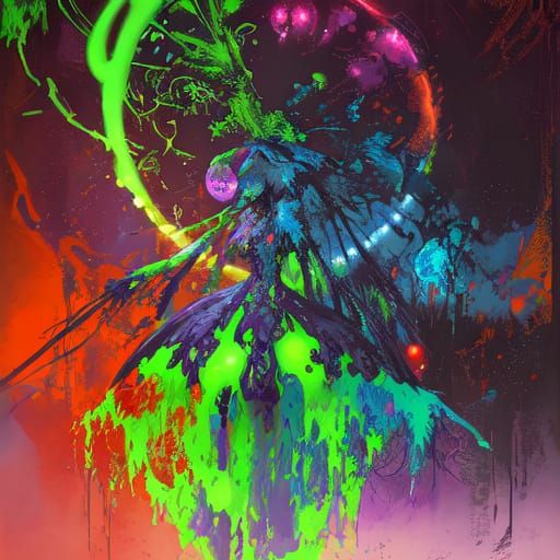 Vibrant Microbial Masterpiece in Neon Hues