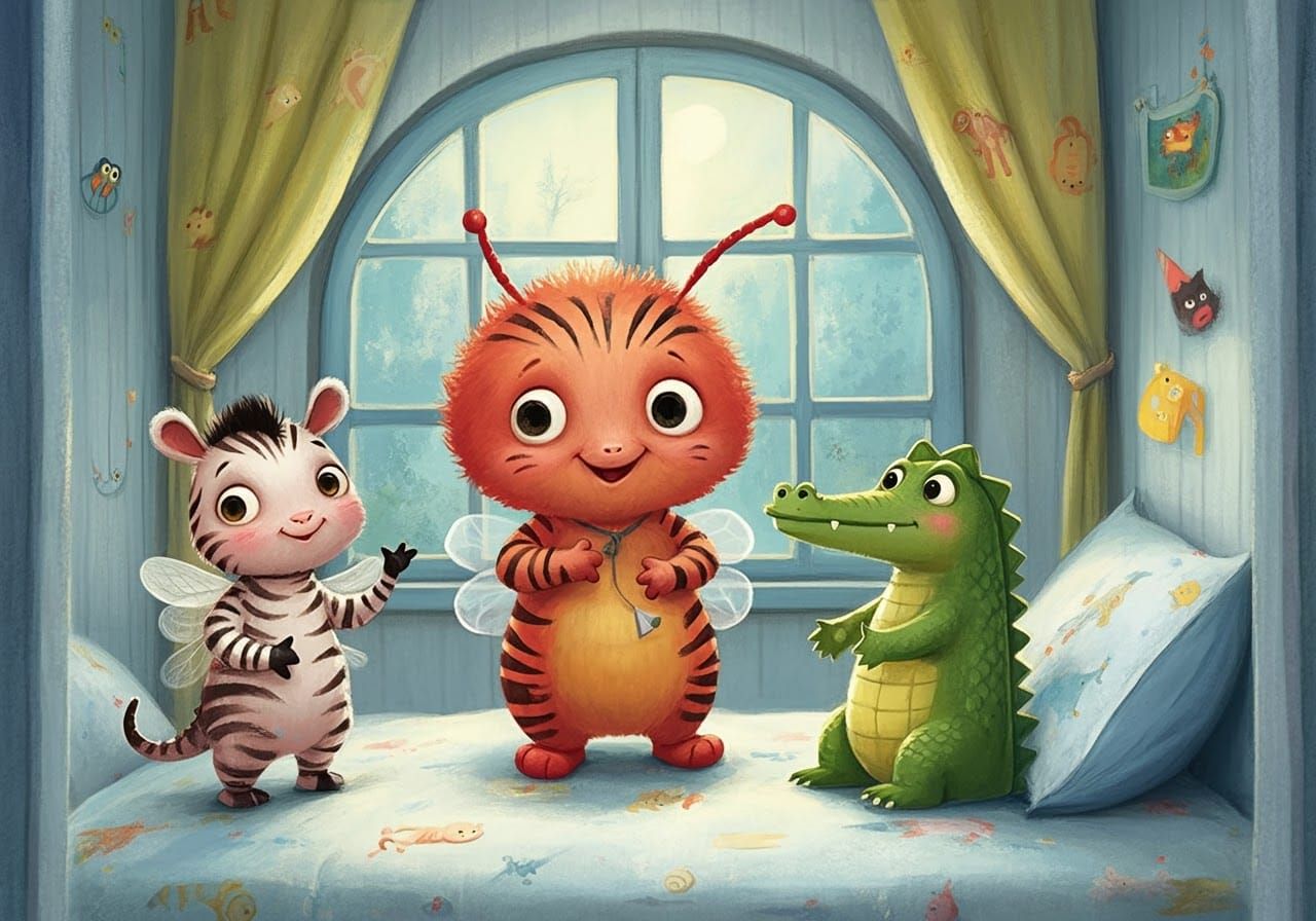 Whimsical Creatures in a Surreal Scene