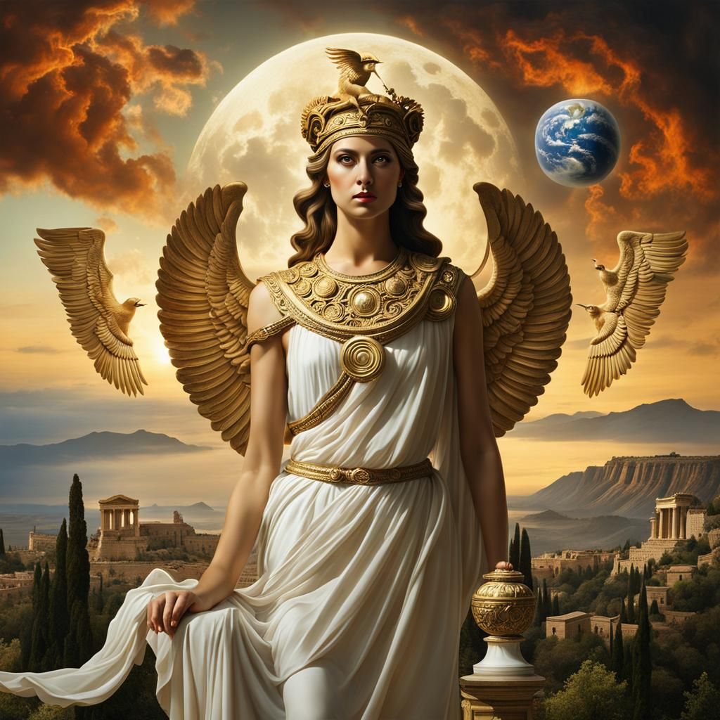 Surreal Greek Goddess Embodiment of Wisdom