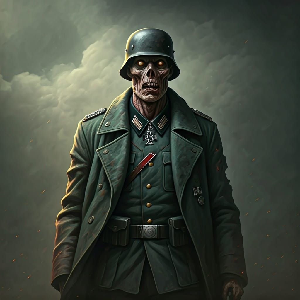 Zombie in WWII German Uniform, Apocalyptic Art