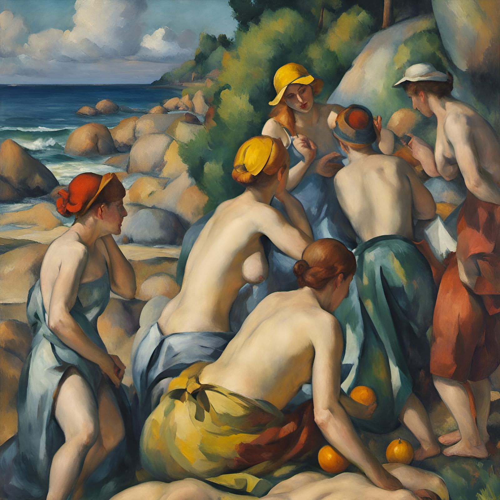Cezanne Bathers Impressionist Style Oil Painting