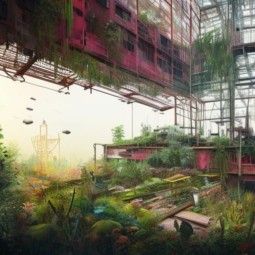 Garden on Derelict Ship, Digital Art