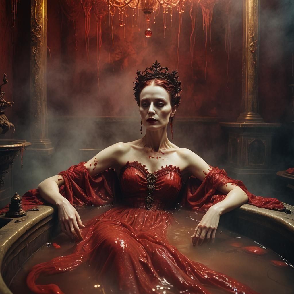 Countess Bathory in Red Water: Victorian Matte Painting