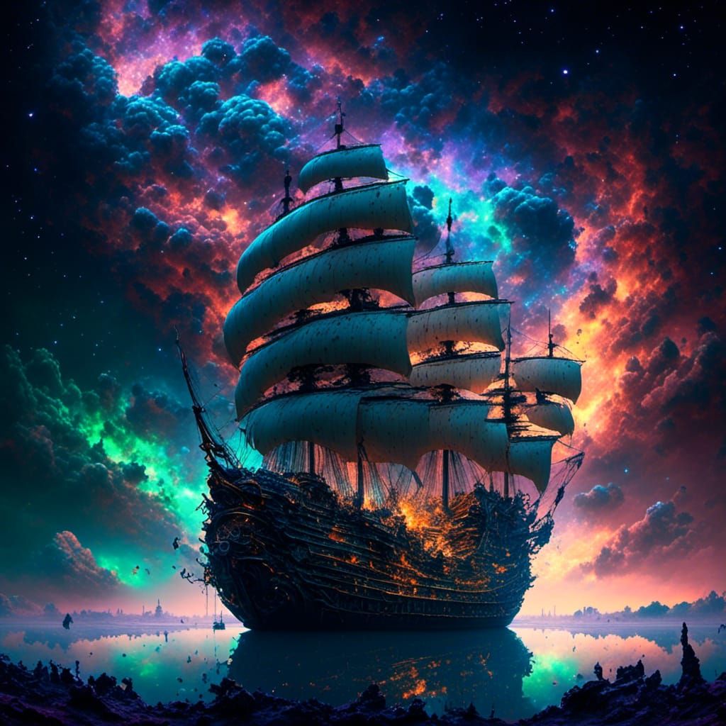 Nebula Reflection: Sleep Token Singer in Bioluminescent Ship