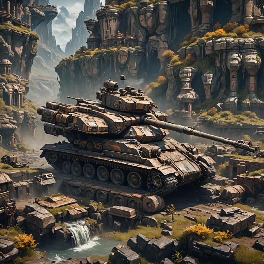 Detailed Tank Matte Painting in Deep Color