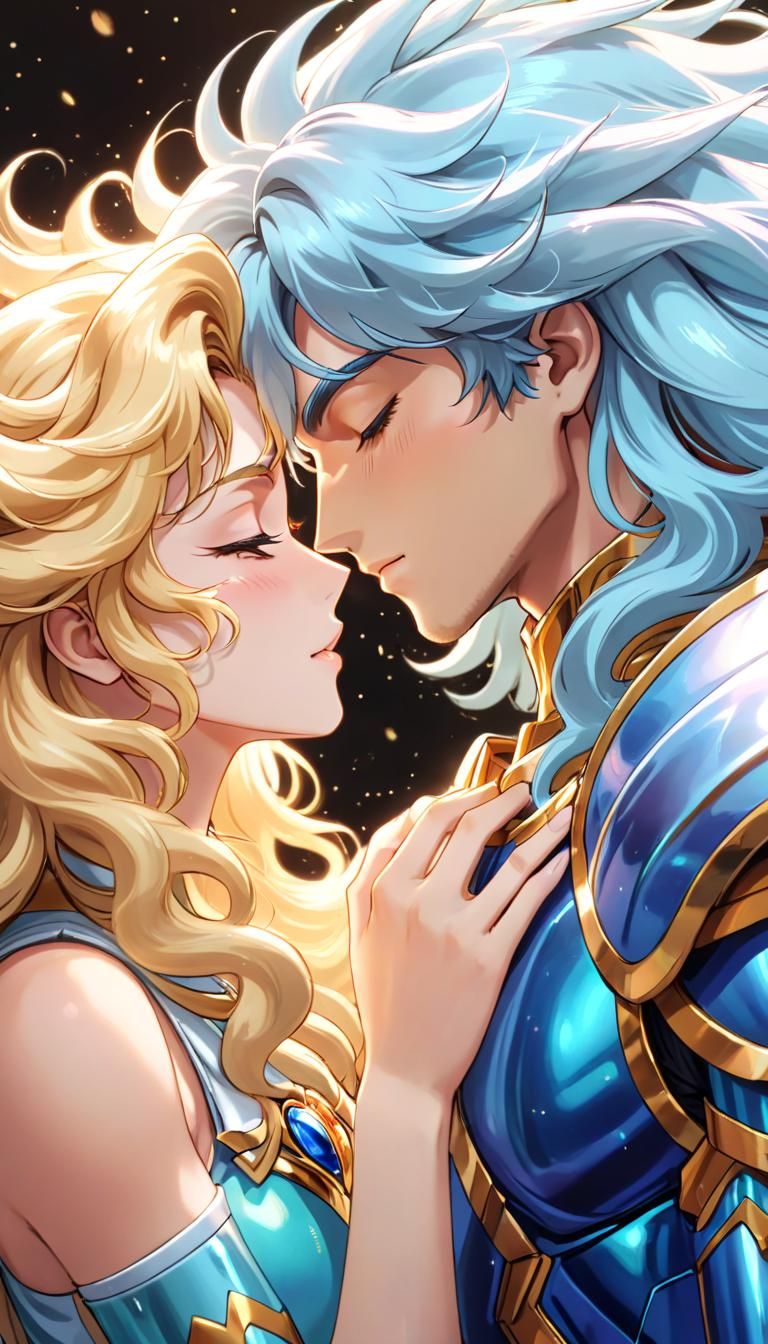Passionate Kiss in Saint Seiya Anime Style