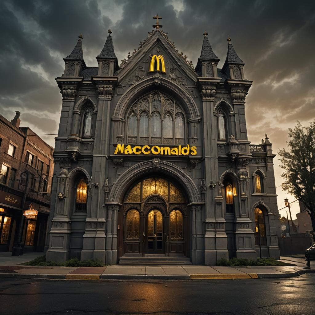 Gothic McDonald's Funeral Home: Matte Painting
