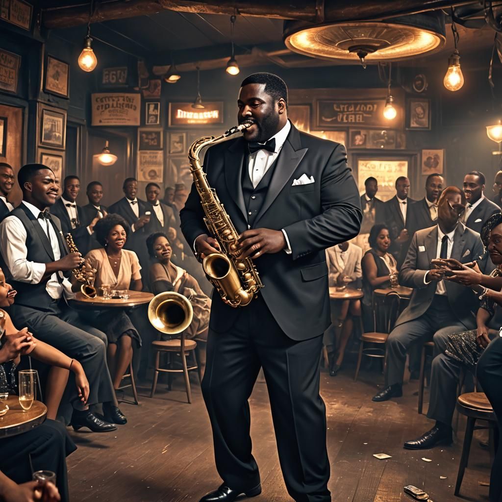 Jazz Saxophonist in 1930s Juke Joint