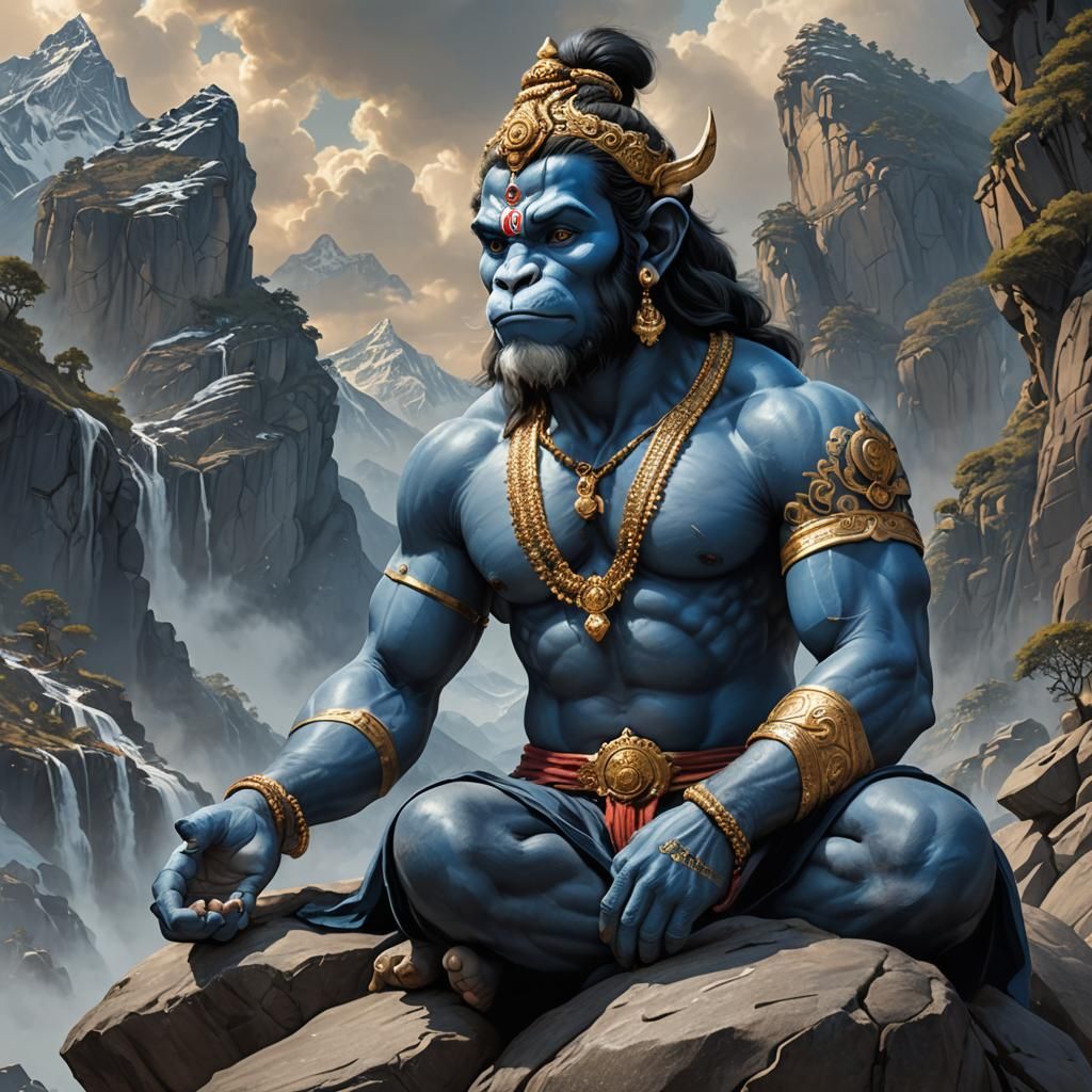 Hyperrealistic Hanuman with Shree Ram Tattoo