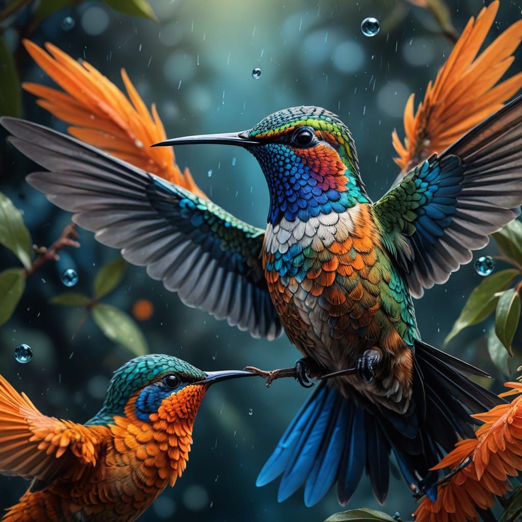 Vibrant Hummingbird Wings in Iridescent Patterns