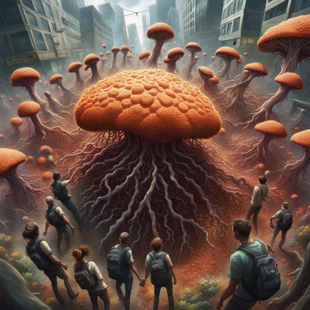 Viral Fungal Apocalypse: Hyperrealistic Concept Art