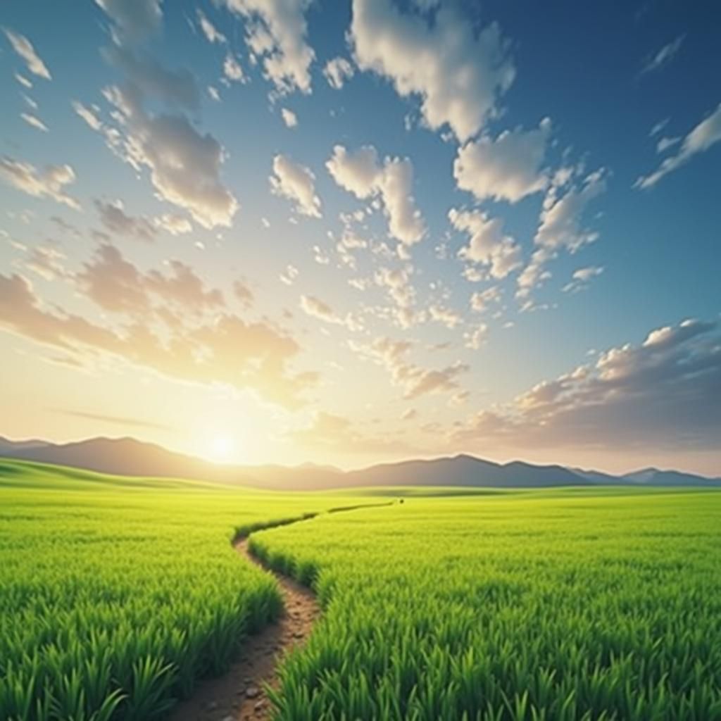 Lush Green Fields in Fantasy Concept Art Style