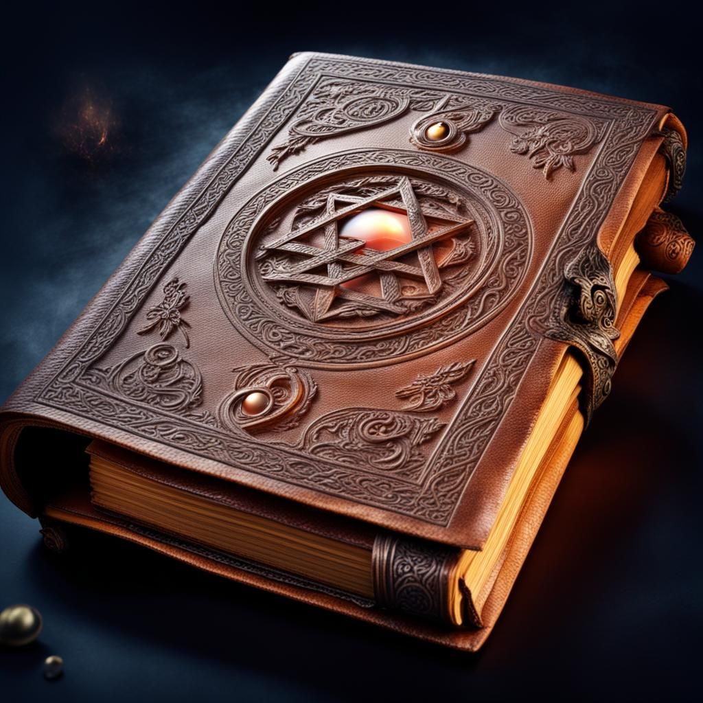 Ornate Embossed Spell Book with Hideous Face