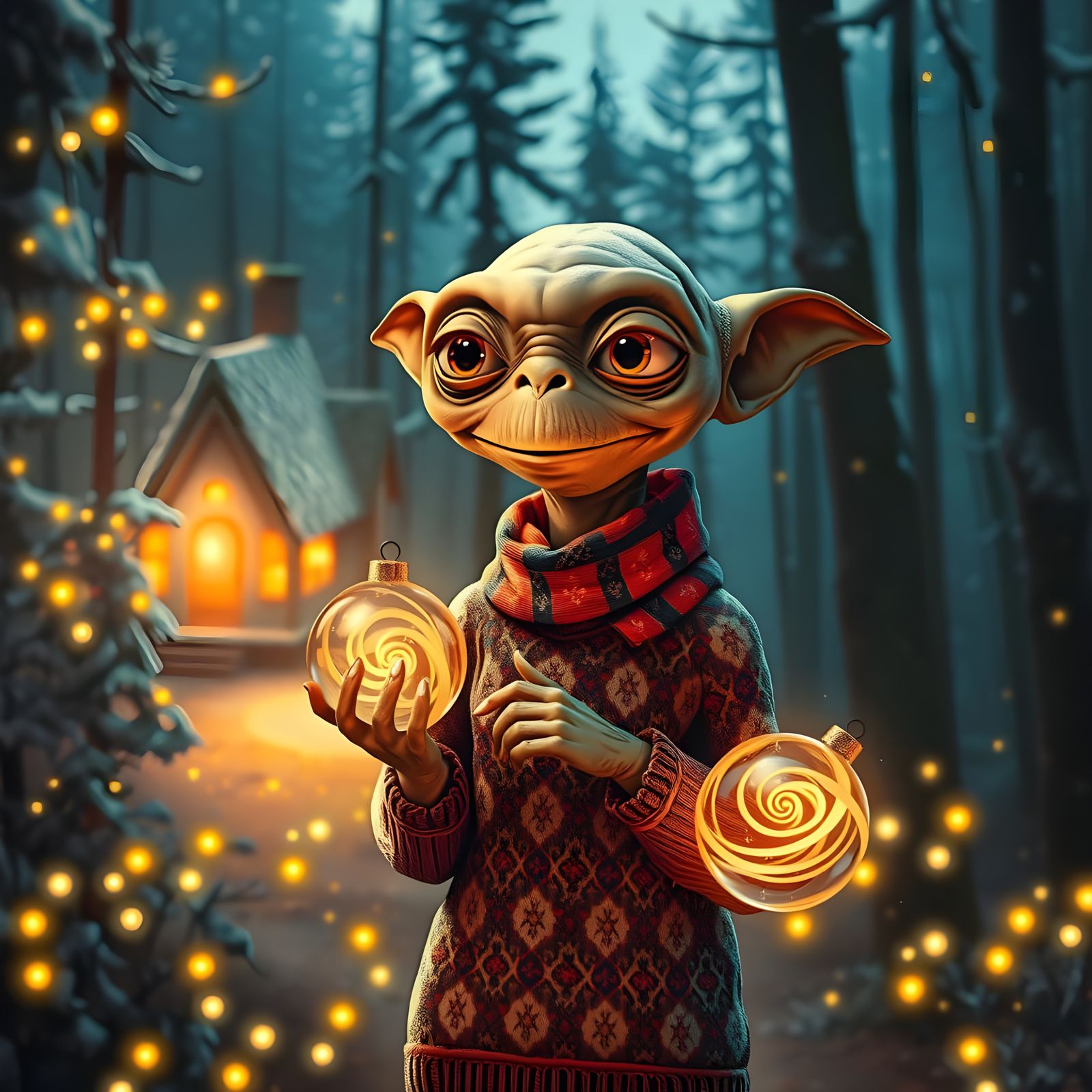 Surreal Holiday Greeting from a Cyberpunk E.T.