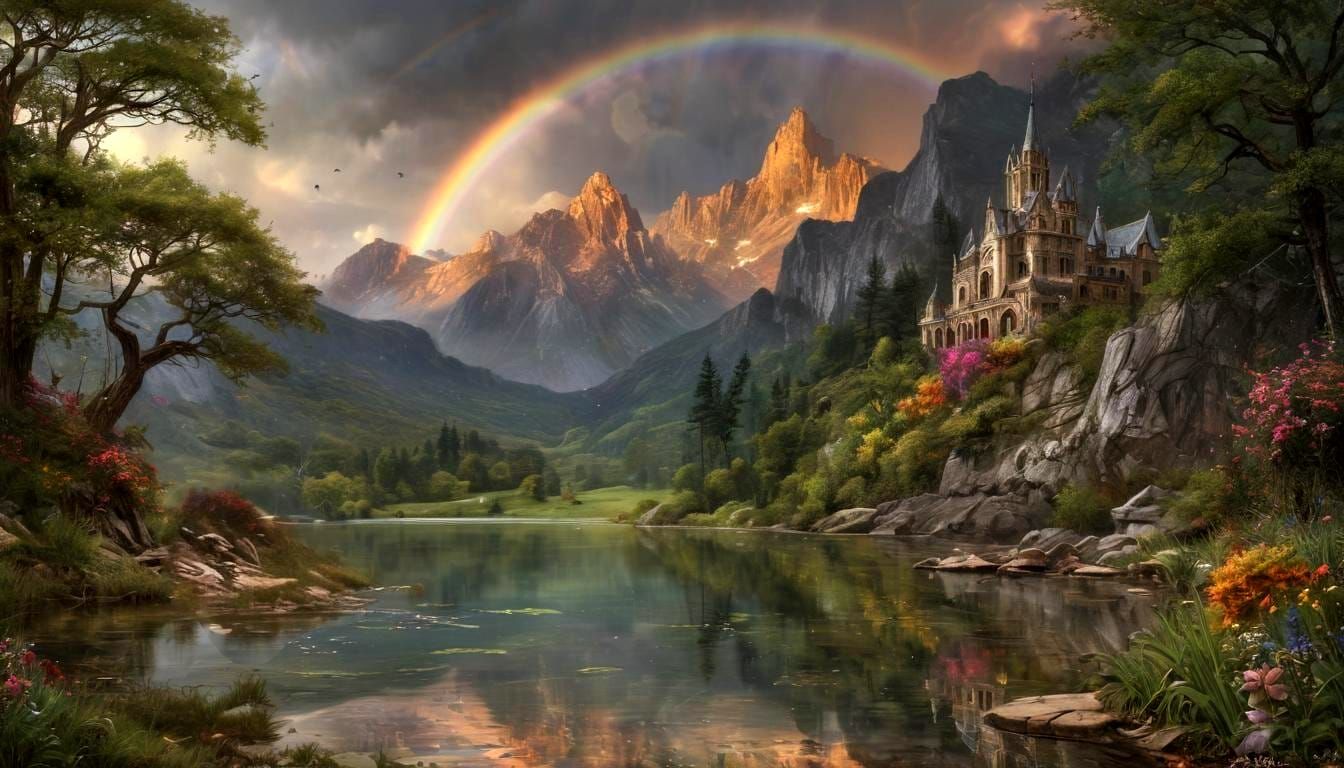 Mountain-scape With Rainbow