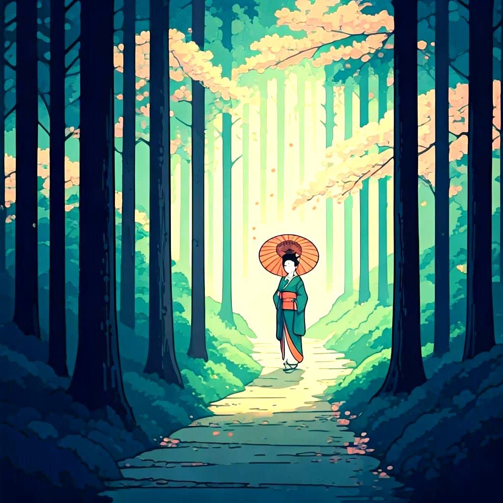 Japanese Woodblock Print Art in Ukiyo-e Style