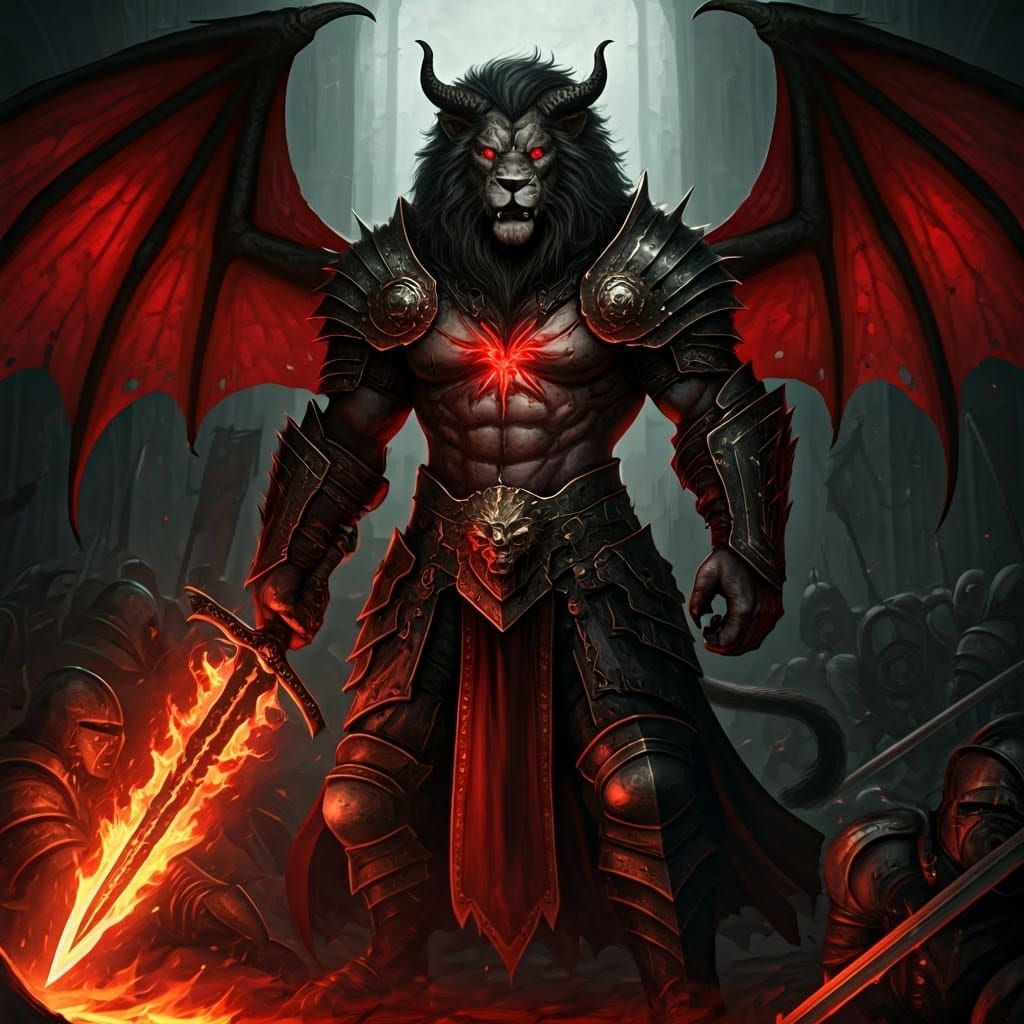 Noble Were-Lion Demon Roaring in Battle