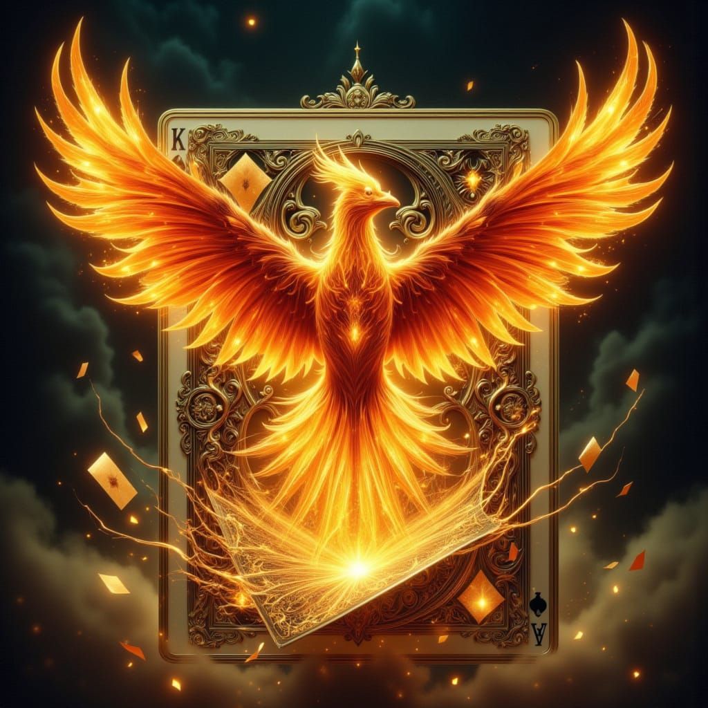 Majestic Phoenix Rises from Glowing Magic Card in Dreamlike ...