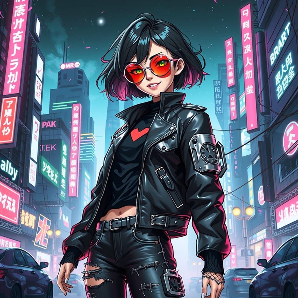 Cyberpunk Rebel Girl with Edgy Style