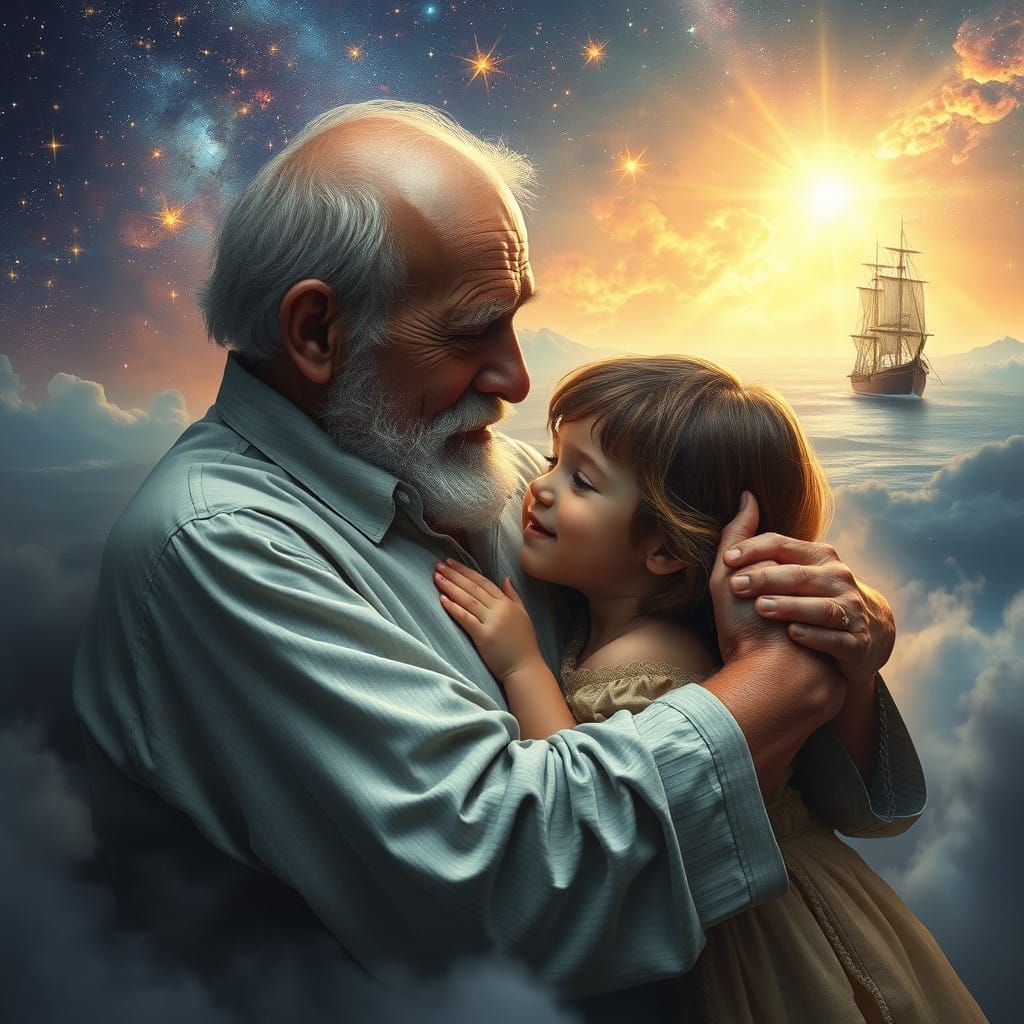 Cosmic Farewell: A Tender Embrace Amidst Celestial Wonder