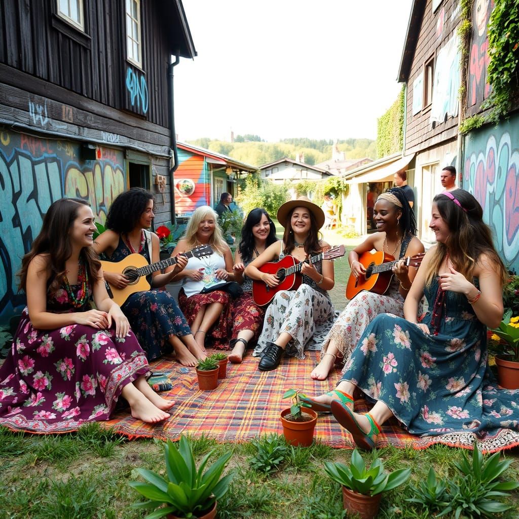 Vibrant Women's Gathering in Christiania, Copenhagen
