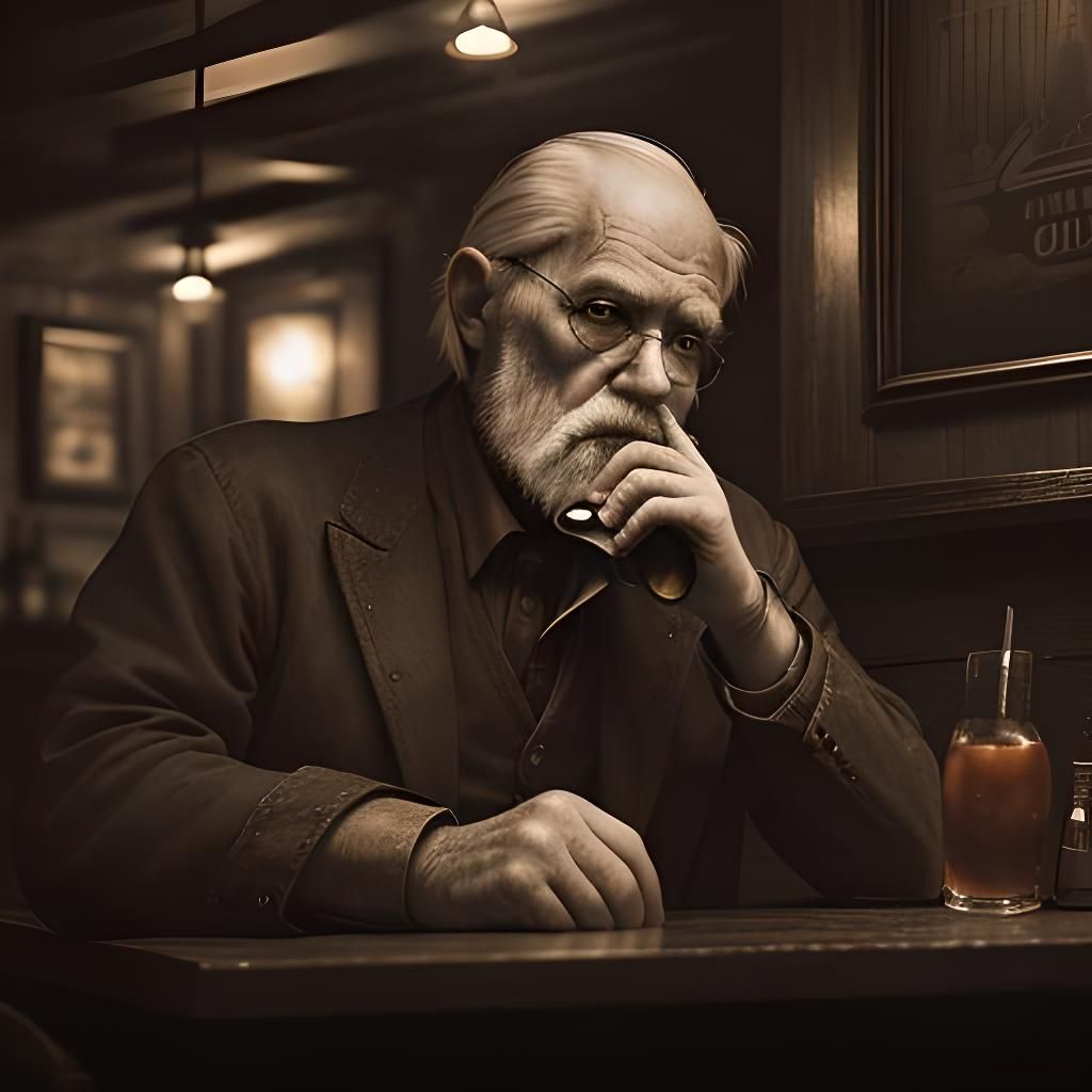 Hyperrealistic Man Drinks an Old Fashioned Cocktail