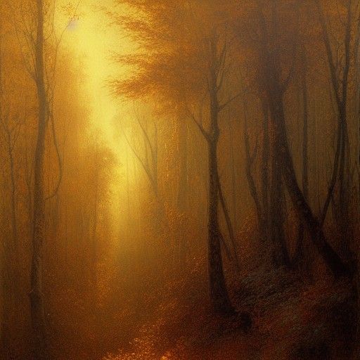 Golden Autumn Forest in Gothic Horror Style