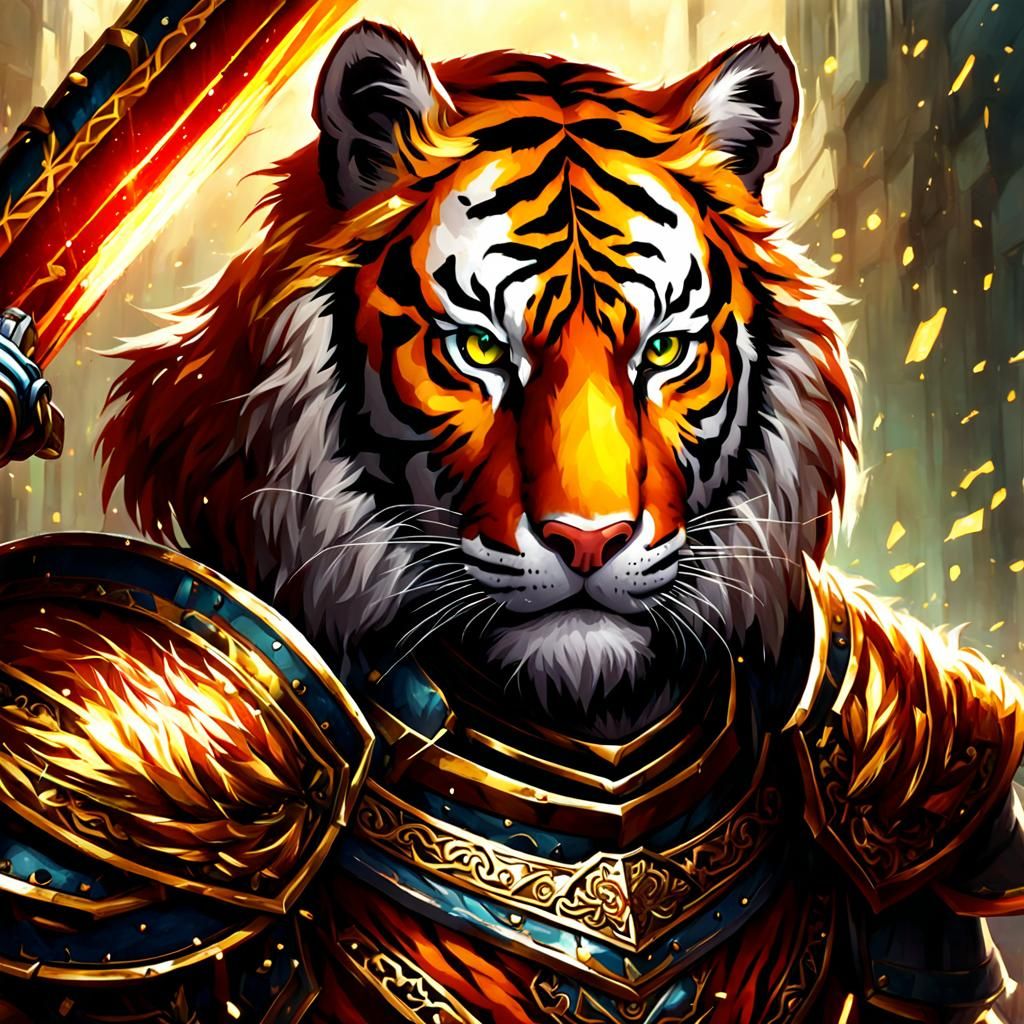 AI Generated Tiger Paladin Image