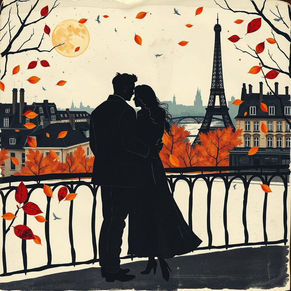 Constructivist Collage: Autumn Rendezvous in Paris