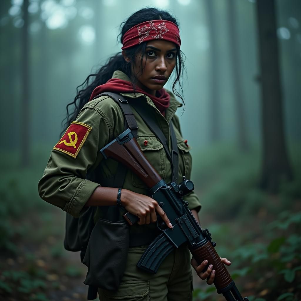 Dystopian Jungle Warrior in Gritty Realism Style