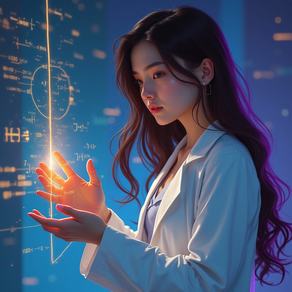 Brilliant Female Student in Holographic Lab