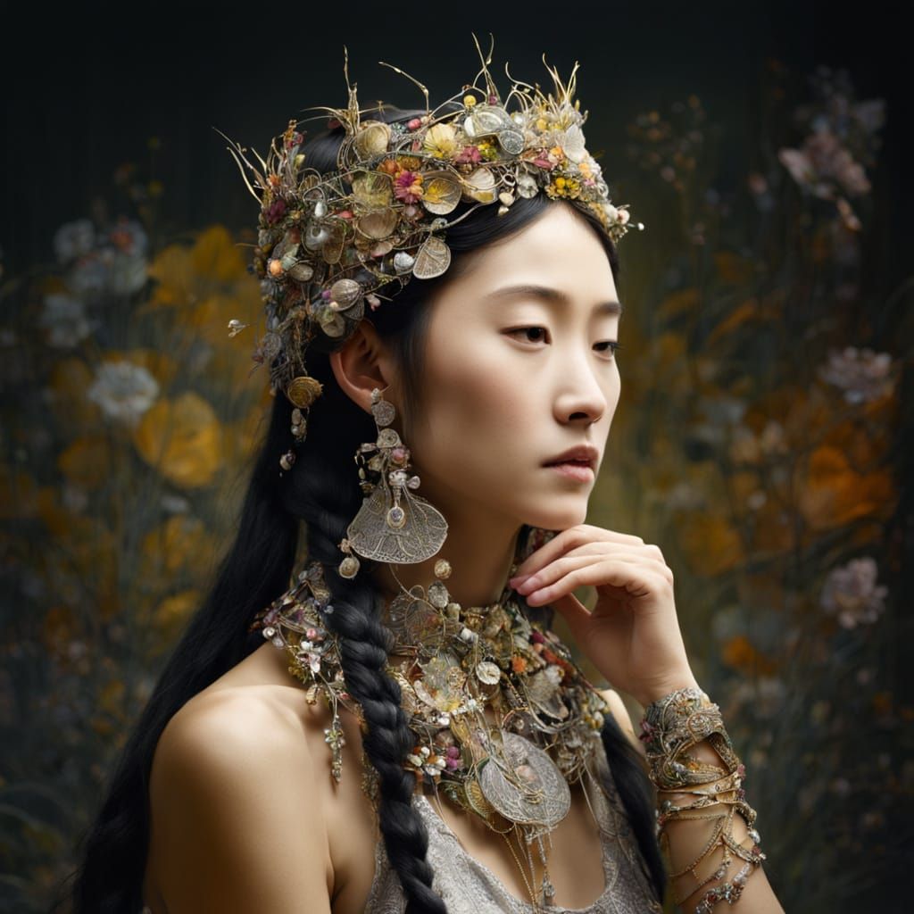 Wildflower Crown in Intricate Asian Jewelry Style