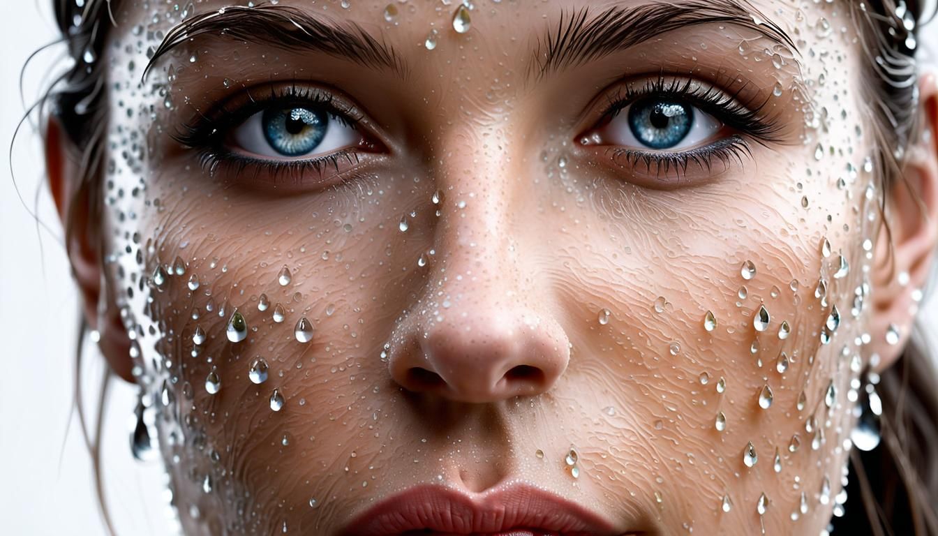 Dewy Woman Portrait in Neo-Impressionist Style