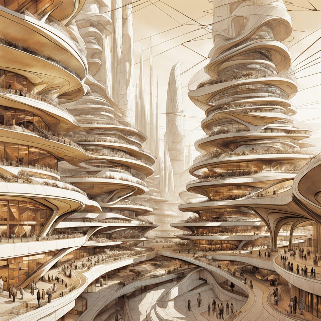 Futuristic Alpine City Patent Drawing