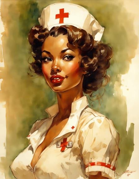 nurse girl in pinup style