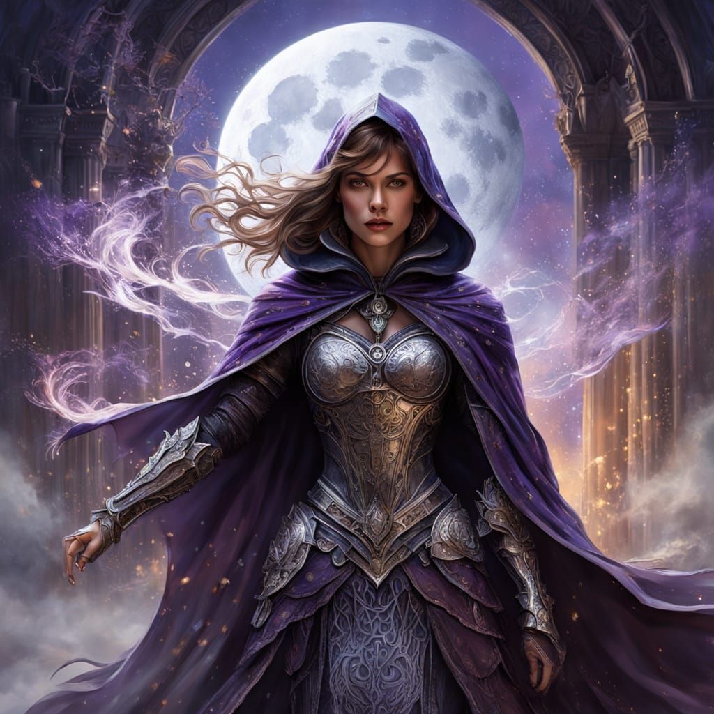 Dark Fantasy Maiden Under Moonlit Mists