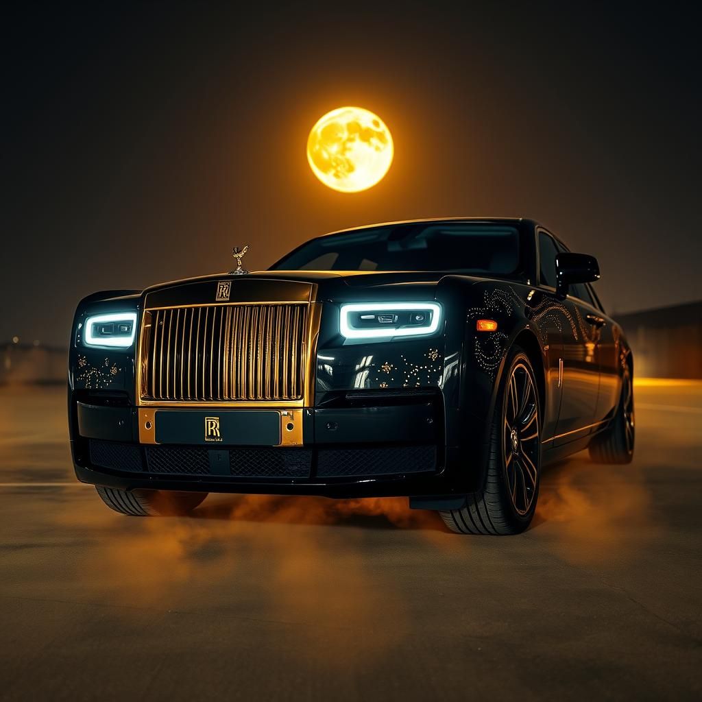 Rolls-Royce Phantom Portrait with Golden Details