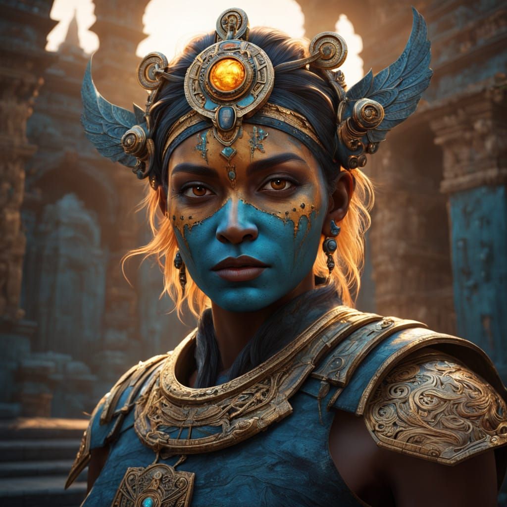 Regal Golden Skin Walker in Ancient Palace