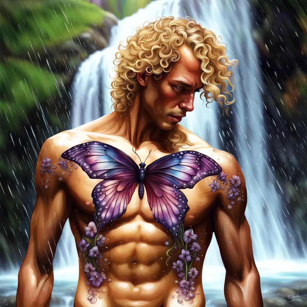 Henna Butterfly Man in Lush Orchid Gardens