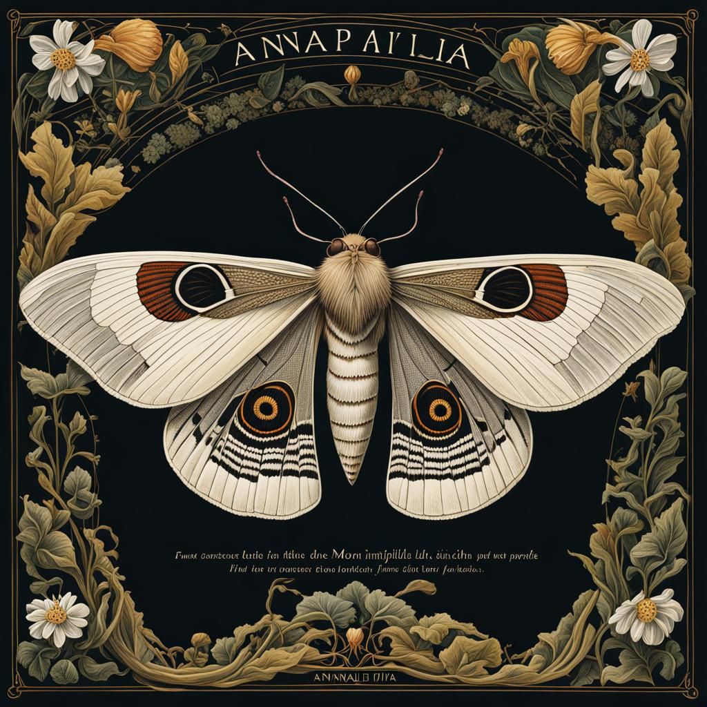 Art Nouveau Illustration of Annaphila Diva Moth