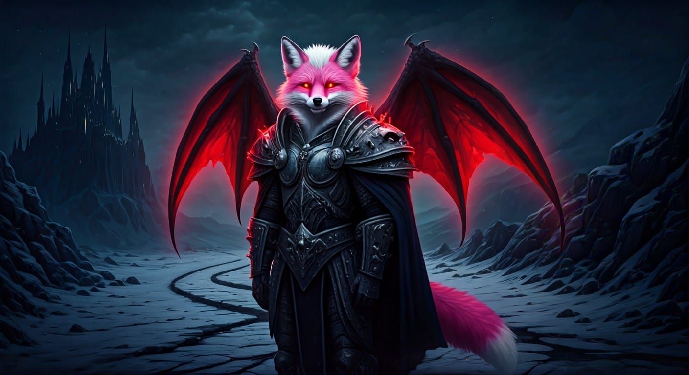 Majestic Fox in Lich King's Armor Stands Proudly Before Ice....