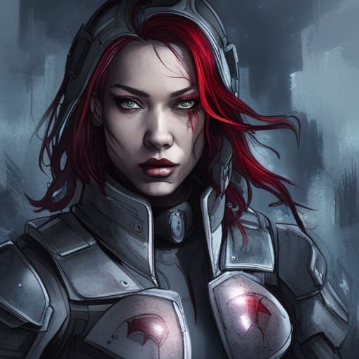 Biopunk Cyborg Assassin in Glitch Art Style